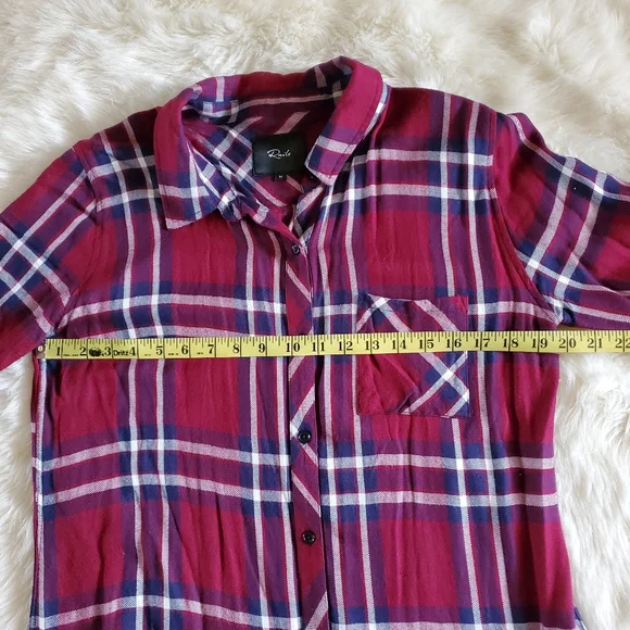 Rails Hunter Plaid Button-Down Shirt in Midnight Burgundy Size Medium - Picture 12 of 14